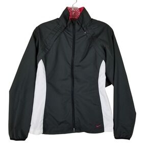 Nike Golf Windbreaker Jacket Womens Small Black White NikeFIT Storm Full Zip